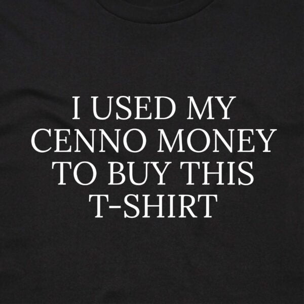 111114 I USED MY CENNO MONEY TO BUY THIS T SHIRT FRONT BLACK ANGLE scaled