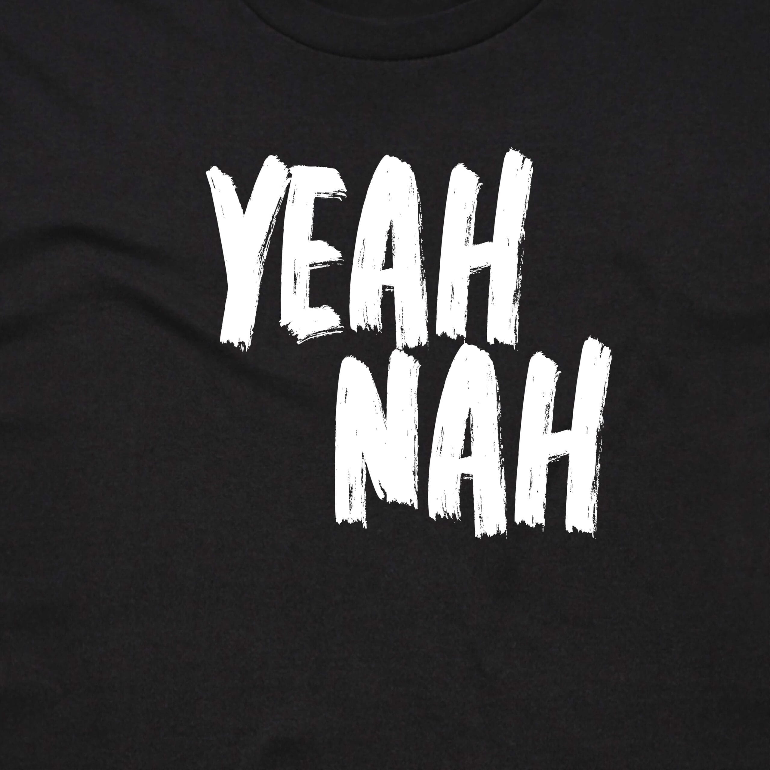 111129 YEAH NAH T SHIRT FRONT BLACK ANGLE scaled